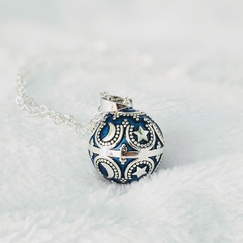 Collier Bola de Grossesse Argent et Bleu Inaya 1 - Loupita