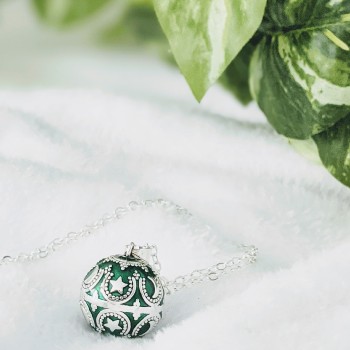 Collier Bola de Grossesse Argent et Vert Inaya 2 - Loupita