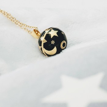 Collier Bola de Grossesse Or avec Lunes et étoiles - Luna 2 - Loupita